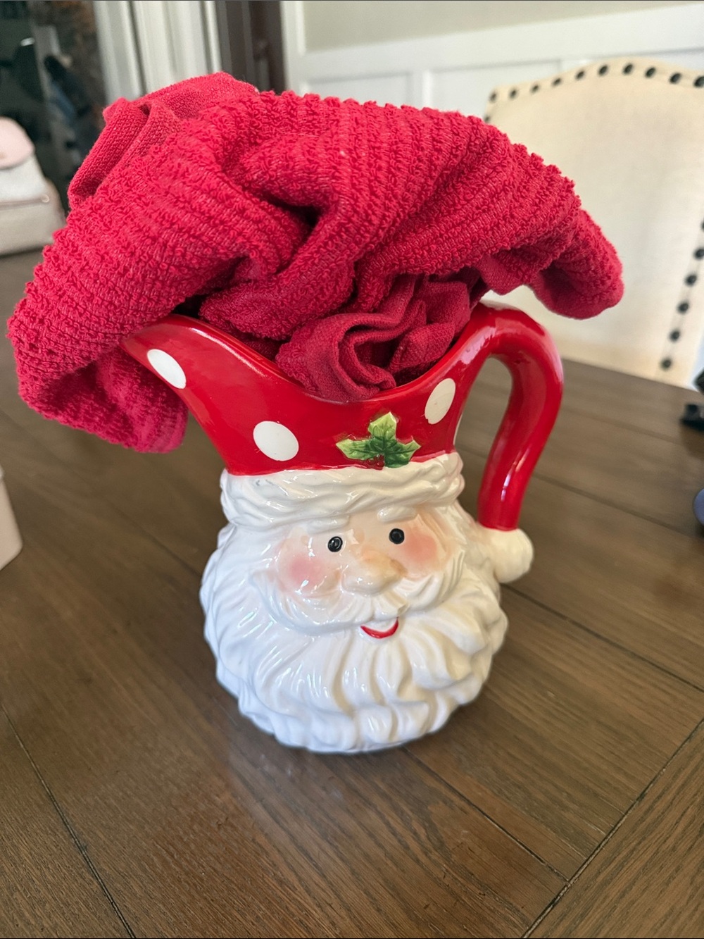 Festive Red Santa Pitcher - Holiday Home Décor